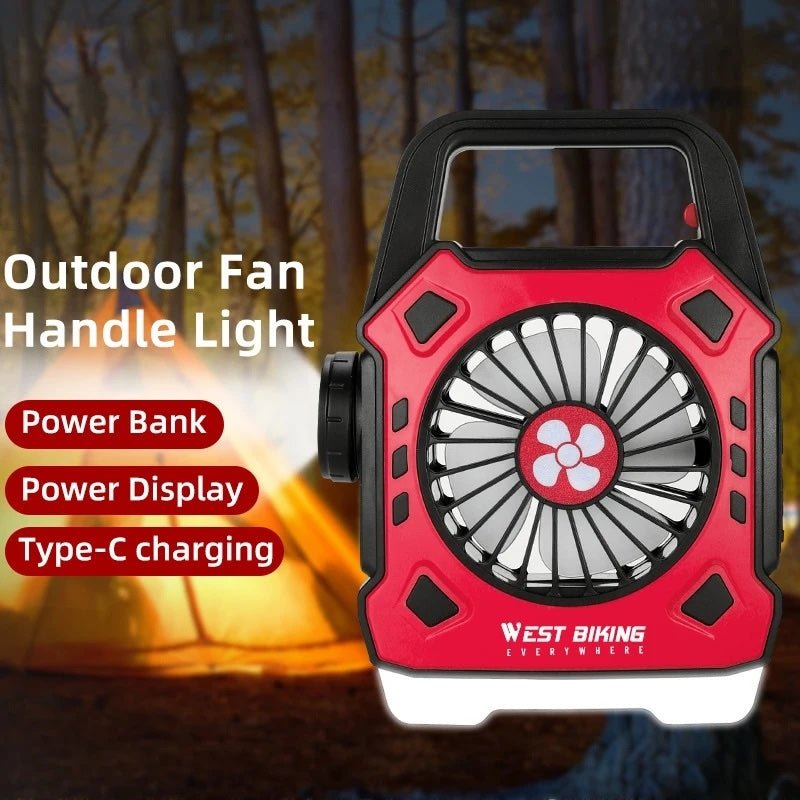 Multipurpose Rechargeable Desk & Camping Fan with LED Light, Flashlight & Power Bank – For Home, Travel & Outdoor Use | Random Color - Flashkart Pakistan