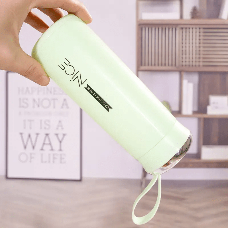 Nice Bottle | 00ml Mini Flask Glass Water Bottle with Vacuum Insulation | Temperature Resistant | Random Colors - Flashkart Pakistan