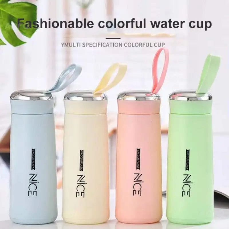Nice Bottle | 00ml Mini Flask Glass Water Bottle with Vacuum Insulation | Temperature Resistant | Random Colors - Flashkart Pakistan