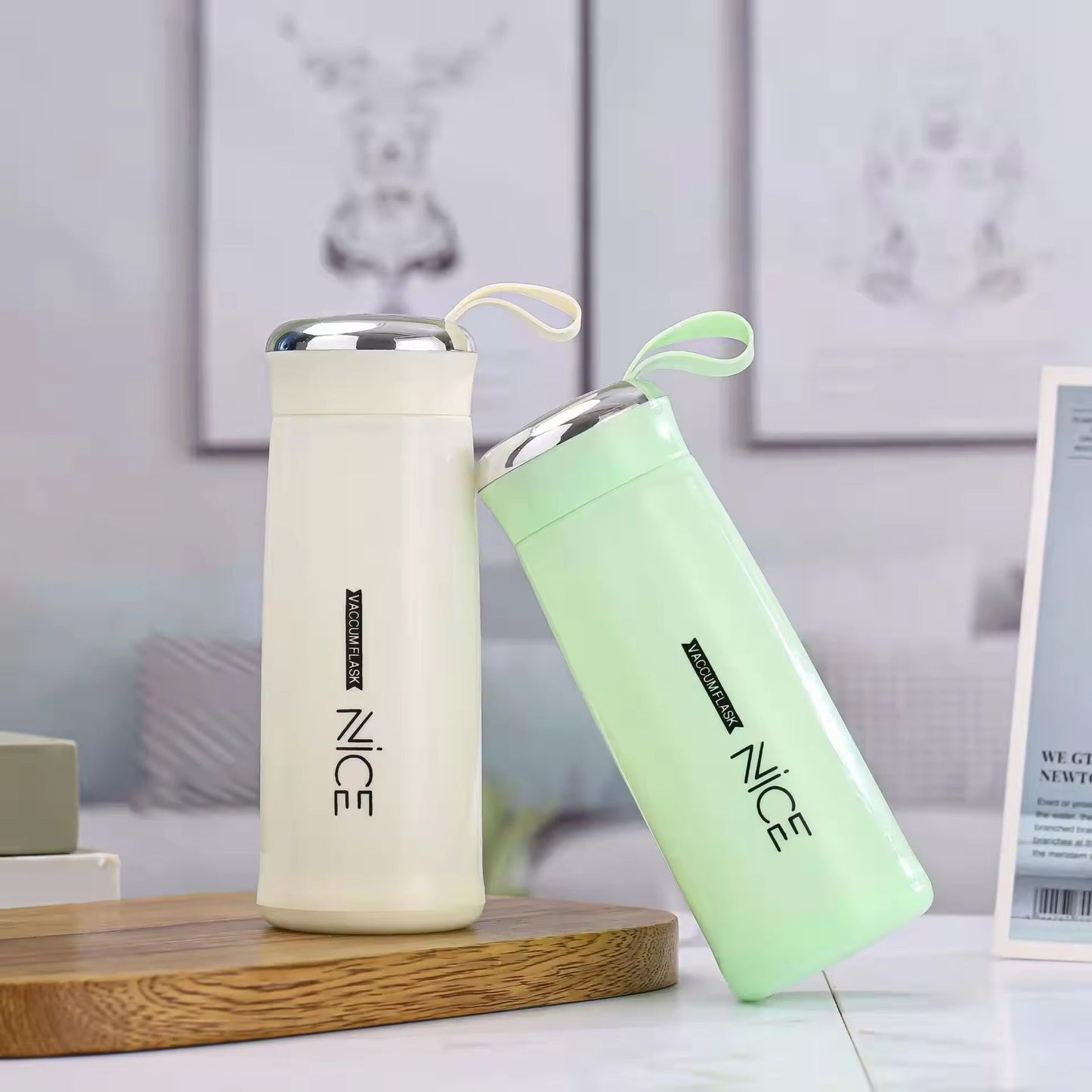 Nice Bottle | 00ml Mini Flask Glass Water Bottle with Vacuum Insulation | Temperature Resistant | Random Colors - Flashkart Pakistan