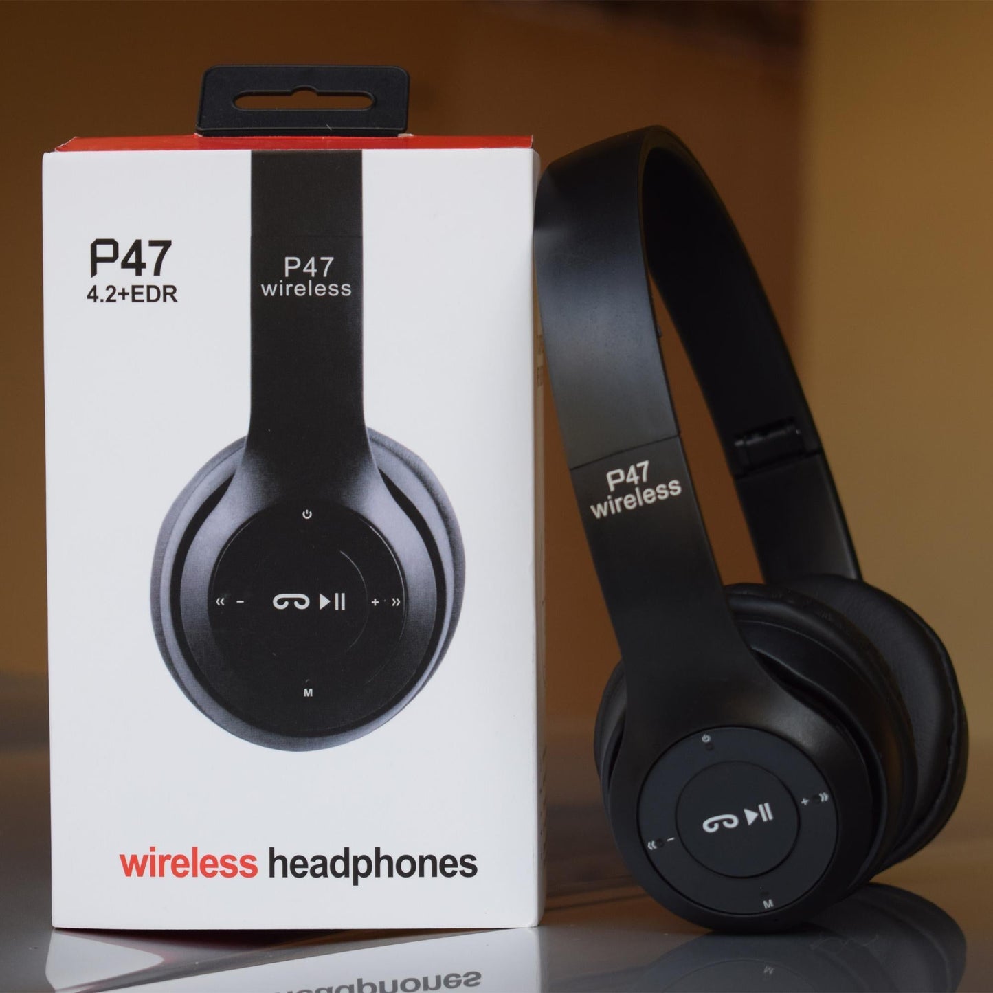 P47 Wireless Headphones | Bluetooth Foldable Headset with Microphone Support FM Radio TF for PC TV Smart Phones & Tablets - Flashkart Pakistan
