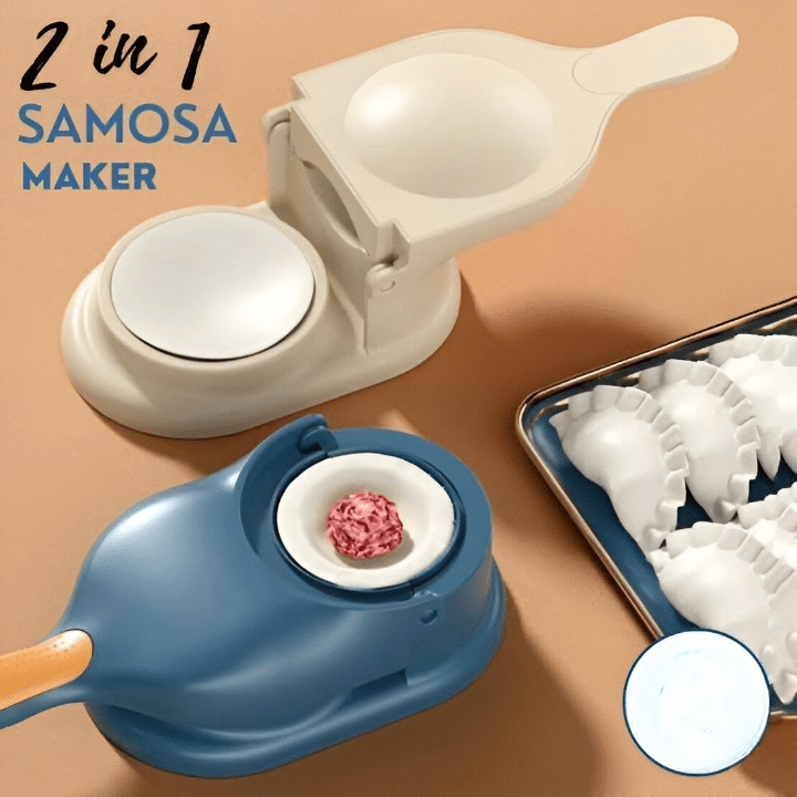 Pack of 2 | 10 - Piece Multi - Function Spit Bone Plate Set + 2 - in - 1 Dumpling & Samosa Maker | Premium Food - Grade Kitchen Set (Random Color) - Flashkart Pakistan