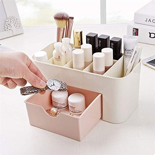 Plastic Makeup Organizer | Make Up Brush Storage Box With Drawer | Desktop Cosmetics Storage Box Division | Office Desk Organiser | Stationery Storage Box - Flashkart Pakistan