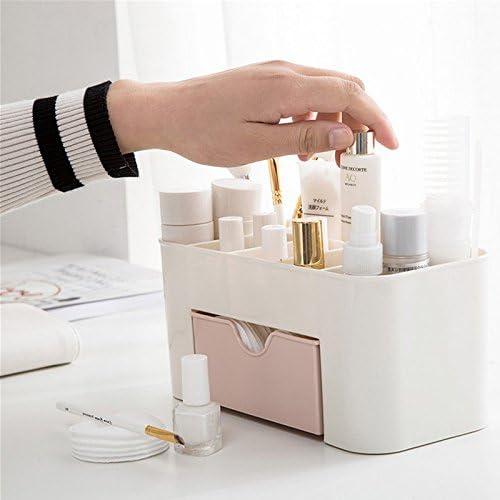 Plastic Makeup Organizer | Make Up Brush Storage Box With Drawer | Desktop Cosmetics Storage Box Division | Office Desk Organiser | Stationery Storage Box - Flashkart Pakistan