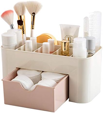 Plastic Makeup Organizer | Make Up Brush Storage Box With Drawer | Desktop Cosmetics Storage Box Division | Office Desk Organiser | Stationery Storage Box - Flashkart Pakistan