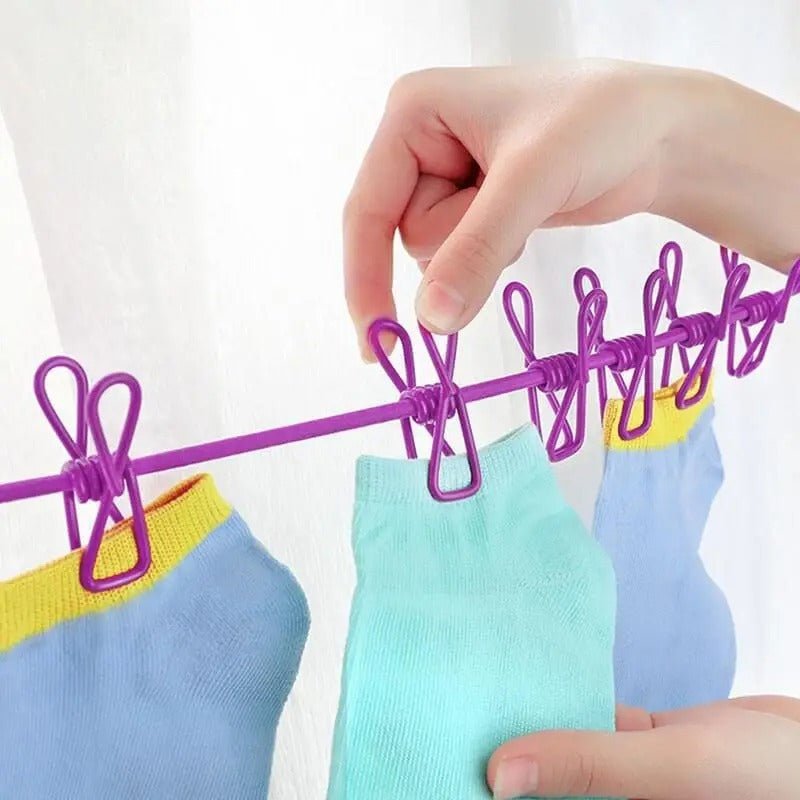 Portable Drying Rope with 12 Clips & 2 Hooks - Flashkart Pakistan