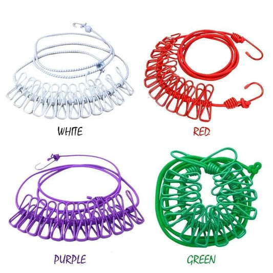 Portable Drying Rope with 12 Clips & 2 Hooks - Flashkart Pakistan