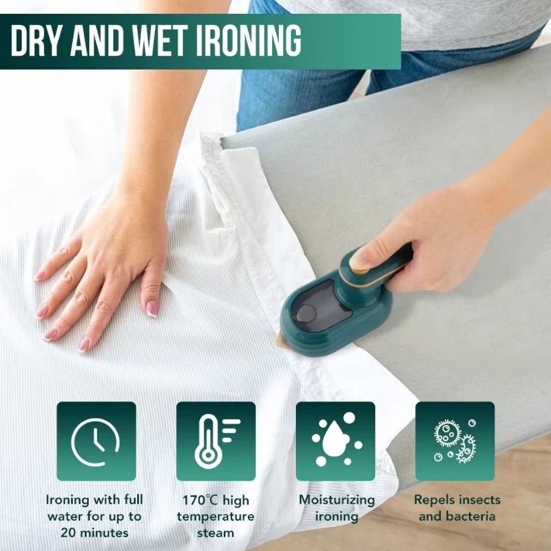 Portable Mini Steam Iron | Handheld Garment Steamer for Quick Wrinkle Removal at Home & Travel - Flashkart Pakistan