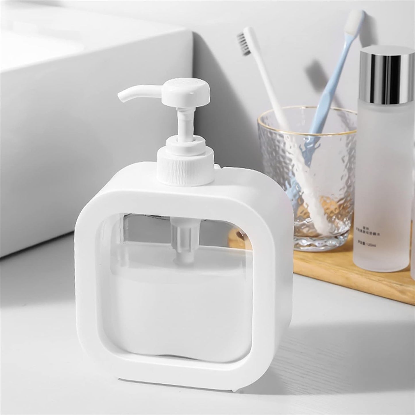 Portable Refillable Soap Dispenser Bottle (300/500ml) | Leak - Proof Pump Bottle for Kitchen, Bathroom, or Shower - Flashkart Pakistan