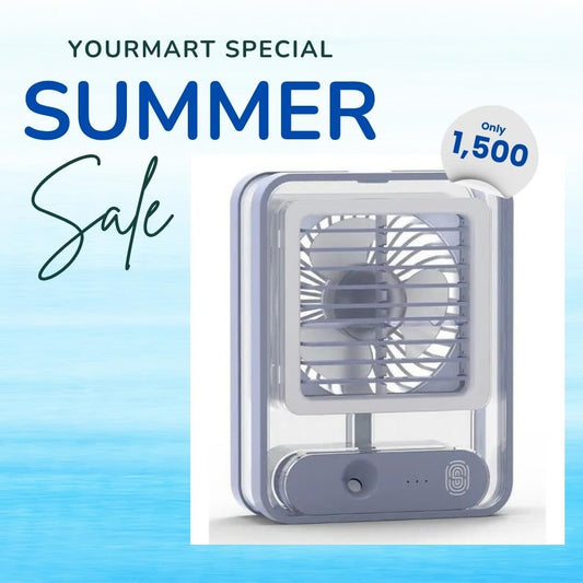 Portable USB Air Cooler Fan – 3 - Speed, Mist Spray, Rechargeable | Random Color - Flashkart Pakistan