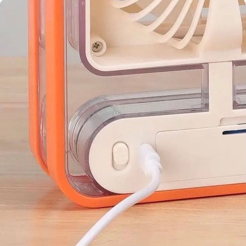 Portable USB Air Cooler Fan – 3 - Speed, Mist Spray, Rechargeable | Random Color - Flashkart Pakistan