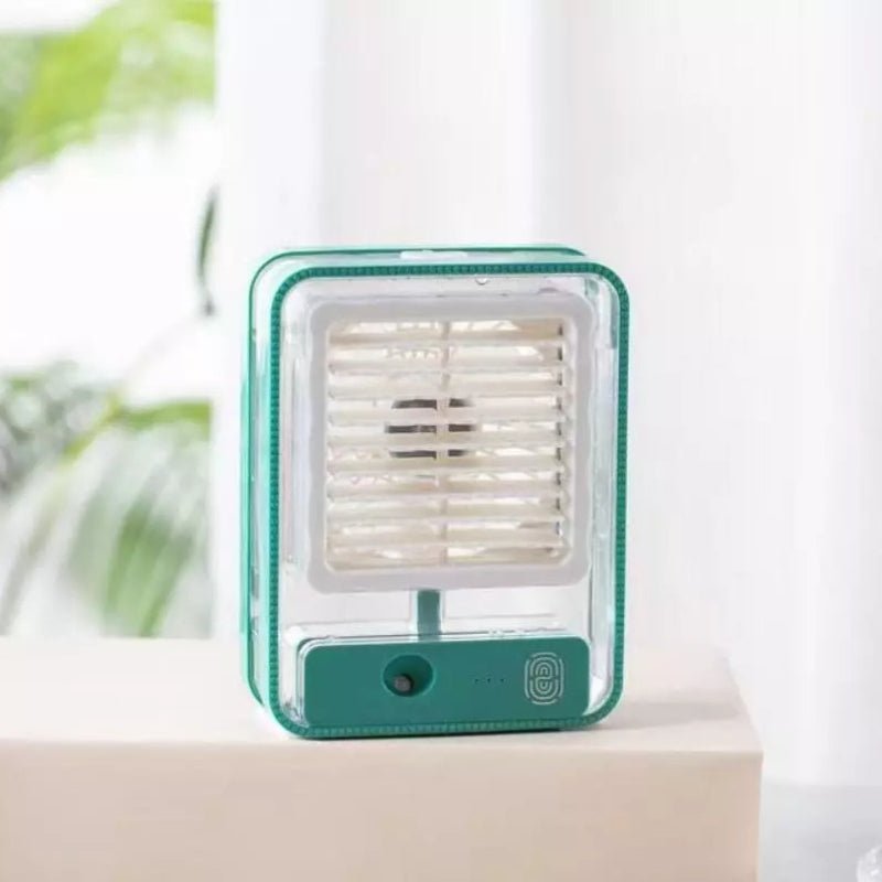 Portable USB Air Cooler Fan – 3 - Speed, Mist Spray, Rechargeable | Random Color - Flashkart Pakistan