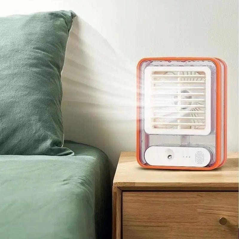 Portable USB Air Cooler Fan – 3 - Speed, Mist Spray, Rechargeable | Random Color - Flashkart Pakistan