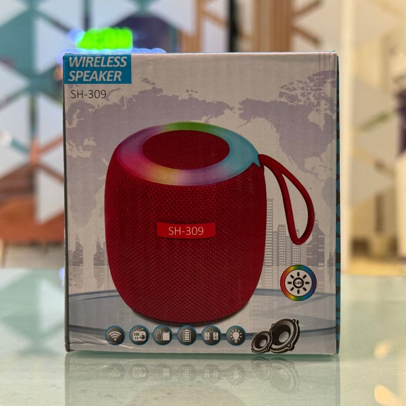 SH - 309 Mini Wireless Bluetooth Speaker | Portable Outdoor Speaker | RGB Night Light | 5W Powerful Sound | BT 5.3 | Battery Powered | Random Colors - Flashkart Pakistan