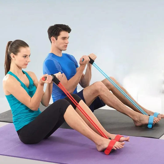 Tummy Trimmer | Foot Pedal Resistance Band Elastic Sit - up Pull Rope | Yoga Fitness Gym | Elastic Pull Ropes | Random Colors - Flashkart Pakistan