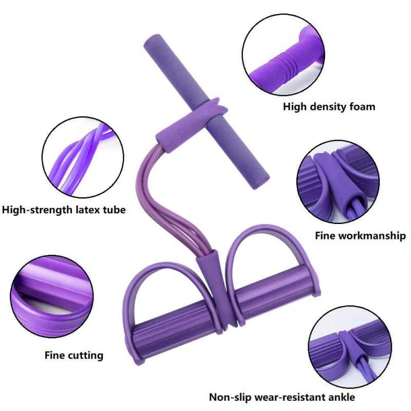 Tummy Trimmer | Foot Pedal Resistance Band Elastic Sit - up Pull Rope | Yoga Fitness Gym | Elastic Pull Ropes | Random Colors - Flashkart Pakistan