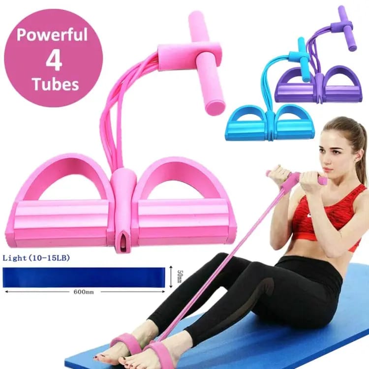 Tummy Trimmer | Foot Pedal Resistance Band Elastic Sit - up Pull Rope | Yoga Fitness Gym | Elastic Pull Ropes | Random Colors - Flashkart Pakistan