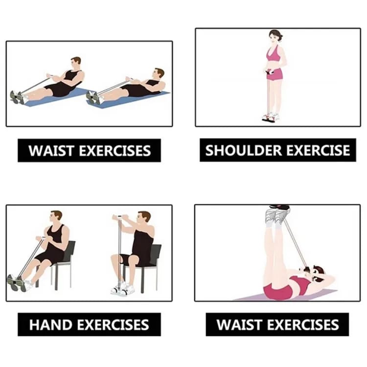 Tummy Trimmer | Foot Pedal Resistance Band Elastic Sit - up Pull Rope | Yoga Fitness Gym | Elastic Pull Ropes | Random Colors - Flashkart Pakistan