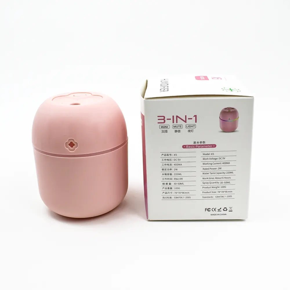 USB Portable Air Humidifier | 3 - in - 1 Humidifier, Mute & Light | For Home, Office & Car Mist Air Fresheners - Flashkart Pakistan
