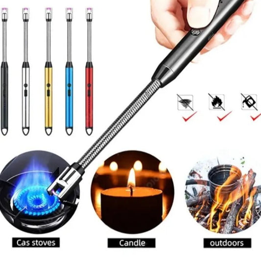 USB Rechargeable Flameless Arc Lighter Flexible & Windproof for Candles, Hiking, Camping, Kitchen, Fireplaces - Flashkart Pakistan