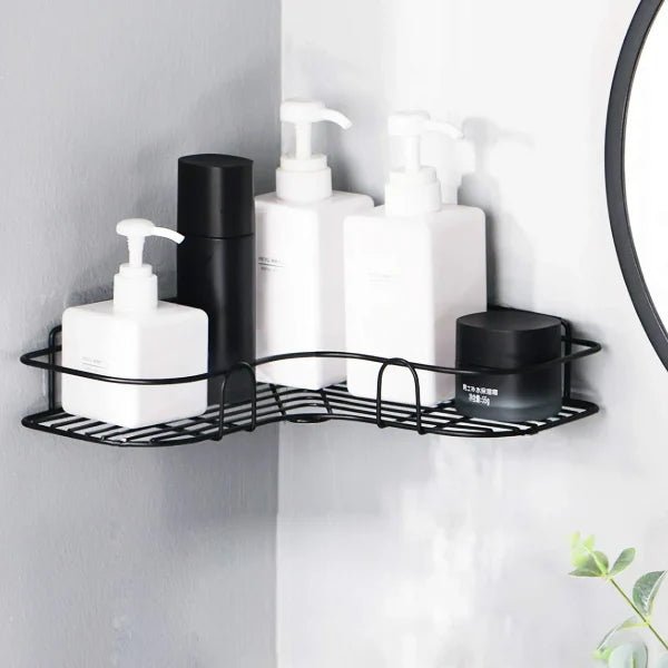 Wall Corner Rack + 2 Self Adhesive Screws | Multipurpose Kitchen, Sink Organizer, Metal Bathroom Accessories Corner | Shelf Wall Mount Storage Rack - Flashkart Pakistan