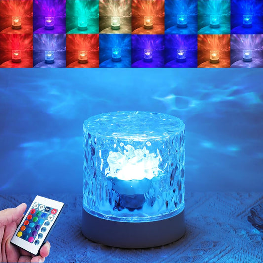 Water Ripple Lamp | 16 - Color Rotating Night Light - Flashkart Pakistan