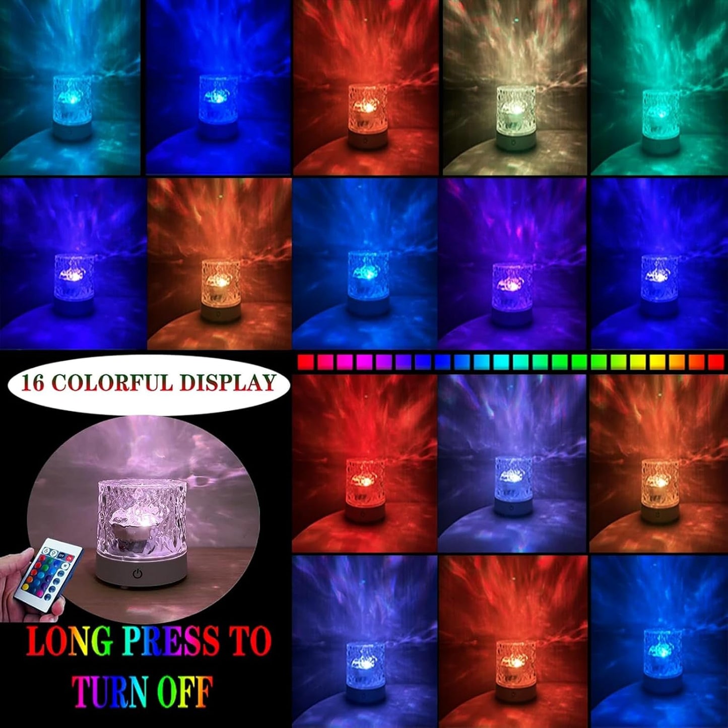 Water Ripple Lamp | 16 - Color Rotating Night Light - Flashkart Pakistan