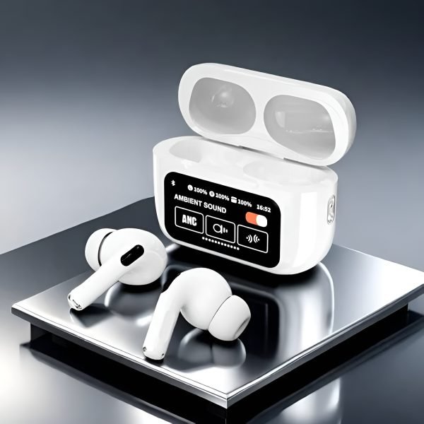 White A9 Pro ANC AirPods with Screen | Bluetooth 5.4 - Flashkart Pakistan